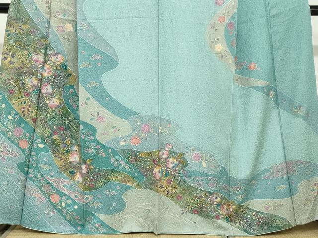 平和屋着物●訪問着　流水辻が花　金彩　正絹　逸品　DABC2174ud