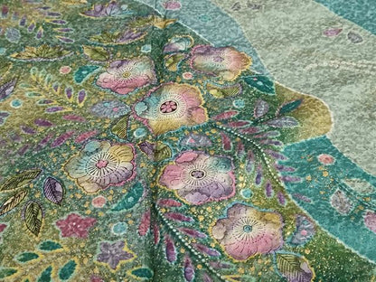 平和屋着物●訪問着　流水辻が花　金彩　正絹　逸品　DABC2174ud
