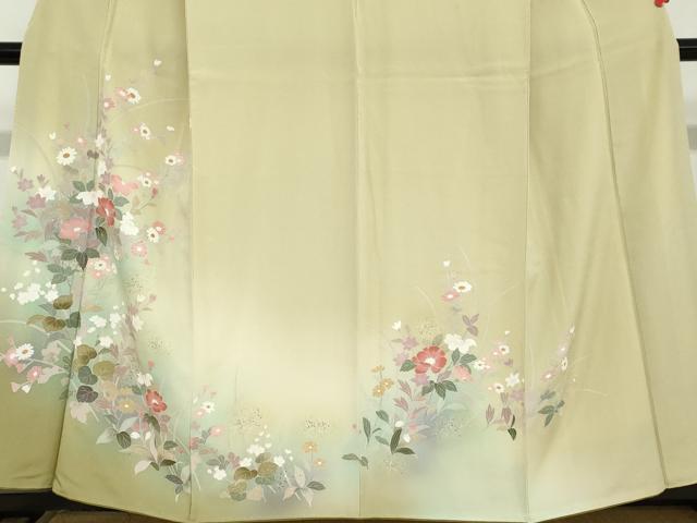 平和屋着物●訪問着　草花文　暈し染め　金銀彩　正絹　逸品　DABC2176ud