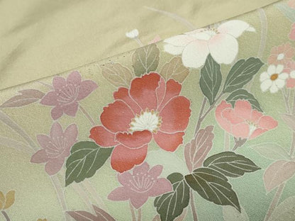 平和屋着物●訪問着　草花文　暈し染め　金銀彩　正絹　逸品　DABC2176ud