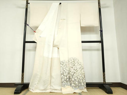 平和屋着物●色留訪問着　作家物　寿光織　花さとの記　金銀糸　反端付き　正絹　逸品　DABC2178ud