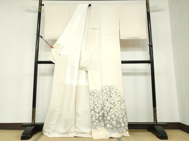 平和屋着物●色留訪問着　作家物　寿光織　花さとの記　金銀糸　反端付き　正絹　逸品　DABC2178ud