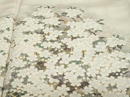 平和屋着物●色留訪問着　作家物　寿光織　花さとの記　金銀糸　反端付き　正絹　逸品　DABC2178ud