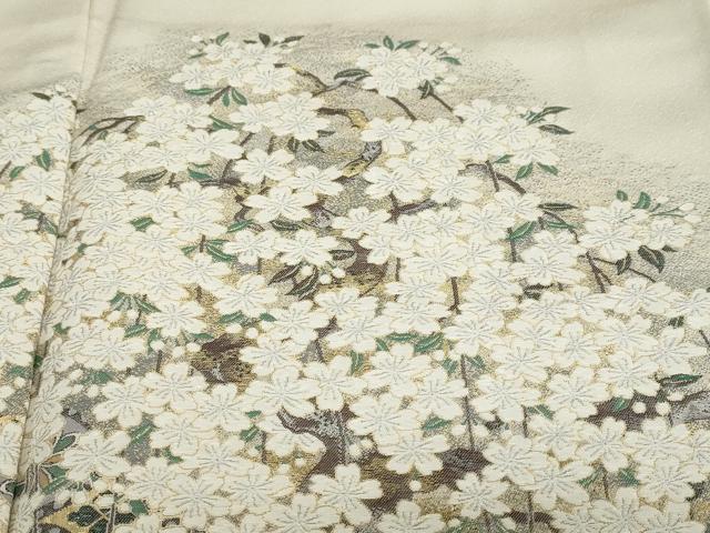 平和屋着物●色留訪問着　作家物　寿光織　花さとの記　金銀糸　反端付き　正絹　逸品　DABC2178ud