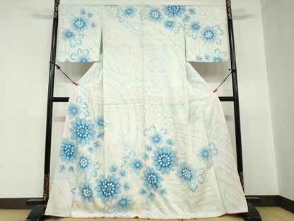 平和屋着物●訪問着　総絞り　舞花文　正絹　逸品　DABC2181ud
