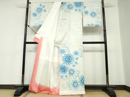平和屋着物●訪問着　総絞り　舞花文　正絹　逸品　DABC2181ud