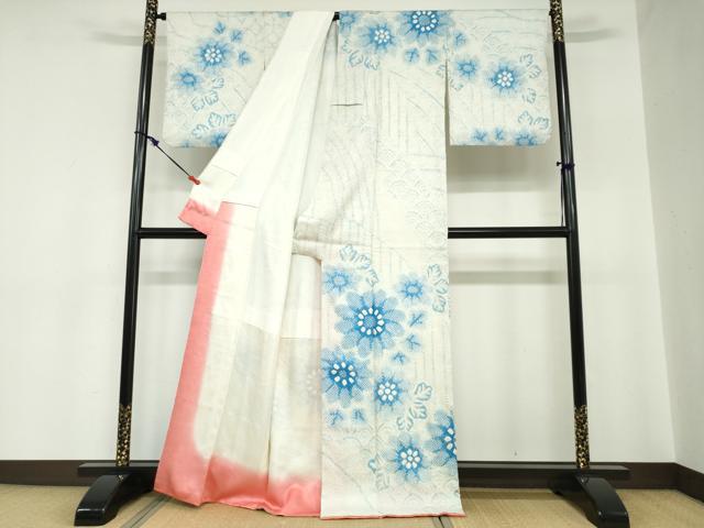 平和屋着物●訪問着　総絞り　舞花文　正絹　逸品　DABC2181ud