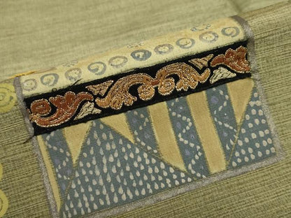平和屋着物●訪問着　刺繍　抽象草花文　金糸　無落款　正絹　逸品　DABC2182ud