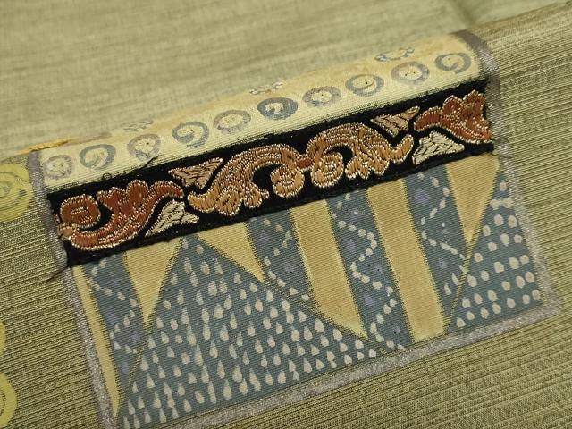 平和屋着物●訪問着　刺繍　抽象草花文　金糸　無落款　正絹　逸品　DABC2182ud