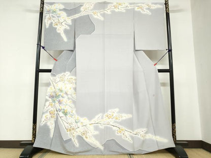 平和屋着物●訪問着　作家物　枝花文　金彩　正絹　逸品　DABC2185ud