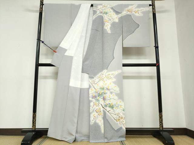 平和屋着物●訪問着　作家物　枝花文　金彩　正絹　逸品　DABC2185ud