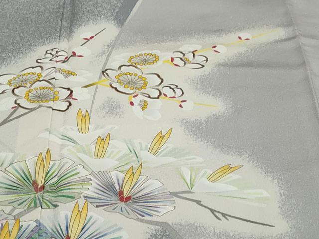 平和屋着物●訪問着　作家物　枝花文　金彩　正絹　逸品　DABC2185ud