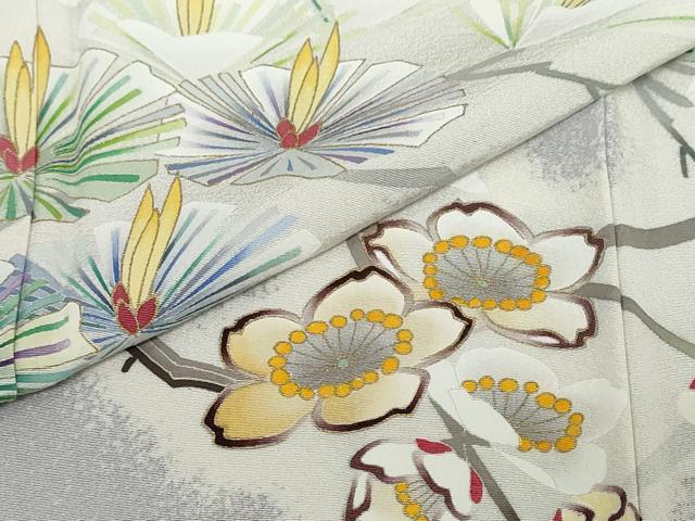 平和屋着物●訪問着　作家物　枝花文　金彩　正絹　逸品　DABC2185ud