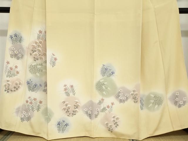 平和屋着物●訪問着　手描き　草花文　暈し染め　正絹　逸品　DABC2187ud