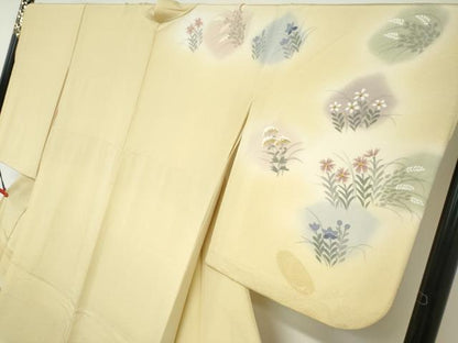 平和屋着物●訪問着　手描き　草花文　暈し染め　正絹　逸品　DABC2187ud