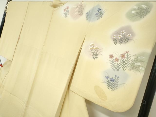 平和屋着物●訪問着　手描き　草花文　暈し染め　正絹　逸品　DABC2187ud