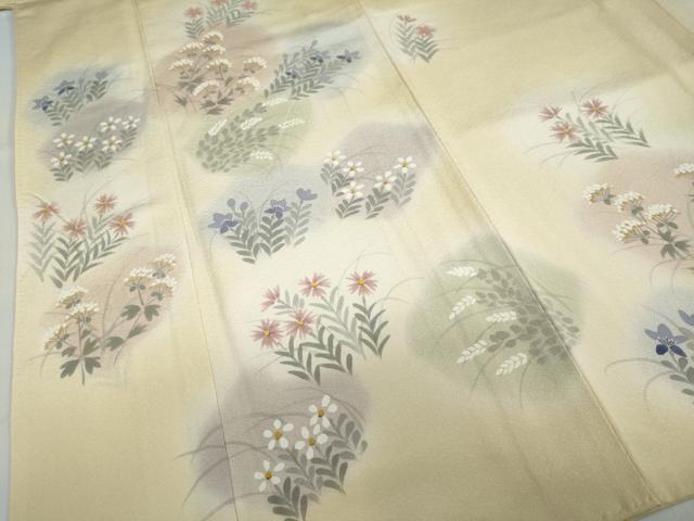 平和屋着物●訪問着　手描き　草花文　暈し染め　正絹　逸品　DABC2187ud