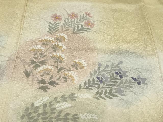 平和屋着物●訪問着　手描き　草花文　暈し染め　正絹　逸品　DABC2187ud
