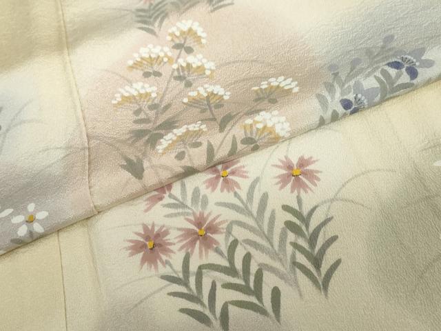 平和屋着物●訪問着　手描き　草花文　暈し染め　正絹　逸品　DABC2187ud
