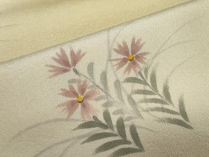 平和屋着物●訪問着　手描き　草花文　暈し染め　正絹　逸品　DABC2187ud