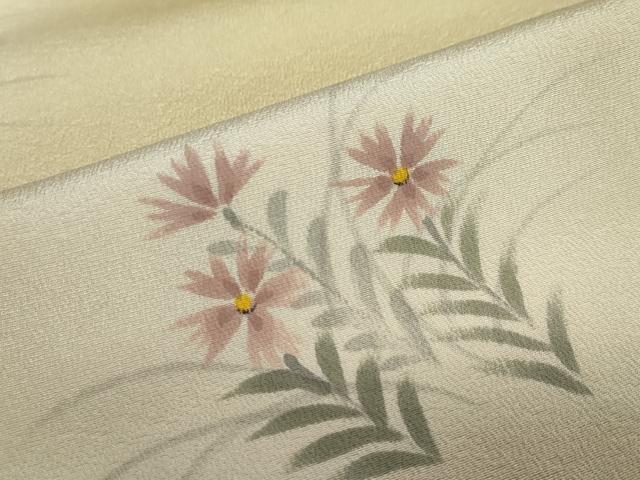 平和屋着物●訪問着　手描き　草花文　暈し染め　正絹　逸品　DABC2187ud