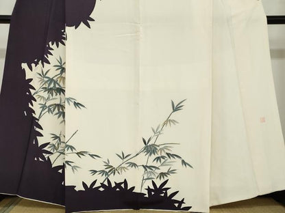 平和屋着物●訪問着　作家物　手描き　笹竹文　シルエット　金彩　正絹　逸品　DABC2191ud