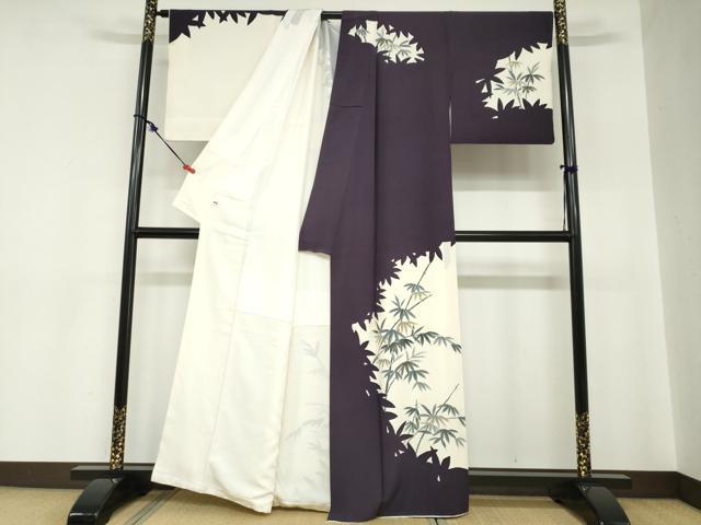 平和屋着物●訪問着　作家物　手描き　笹竹文　シルエット　金彩　正絹　逸品　DABC2191ud