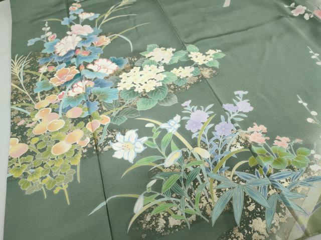 平和屋着物●訪問着　熨斗草花文　暈し染め　金彩　正絹　逸品　DABC2193ud