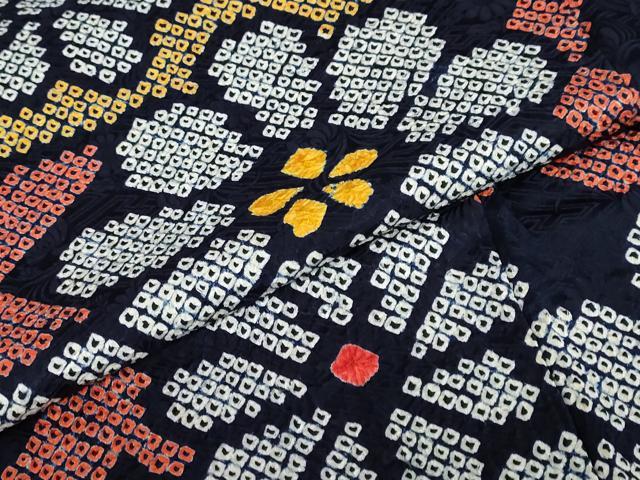 平和屋着物●訪問着　総絞り　エ霞草花文　ロング丈　正絹　逸品　DABC2194ud