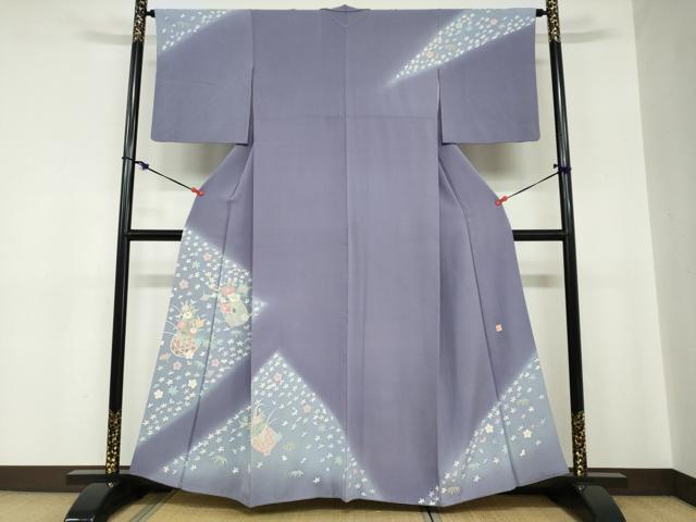 平和屋着物●本加賀友禅作家　野崎徳勝　訪問着　花籠文　暈し染め　正絹　逸品　DABC2195ud