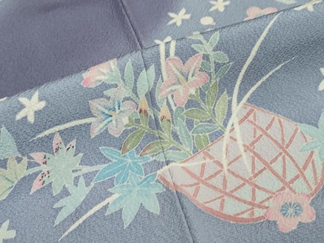平和屋着物●本加賀友禅作家　野崎徳勝　訪問着　花籠文　暈し染め　正絹　逸品　DABC2195ud