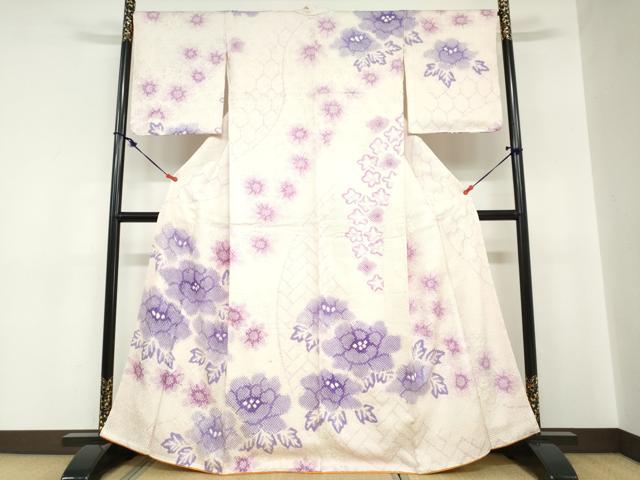 平和屋着物●訪問着　総絞り　草花文　正絹　逸品　DABC2200ud