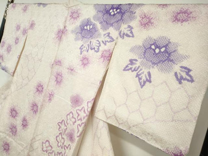 平和屋着物●訪問着　総絞り　草花文　正絹　逸品　DABC2200ud