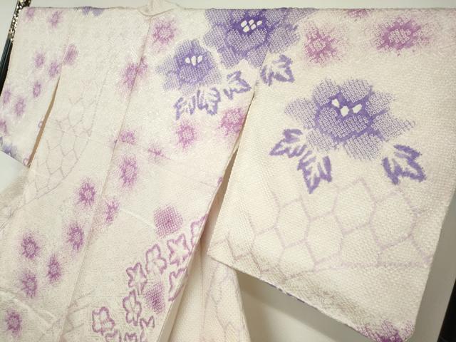 平和屋着物●訪問着　総絞り　草花文　正絹　逸品　DABC2200ud