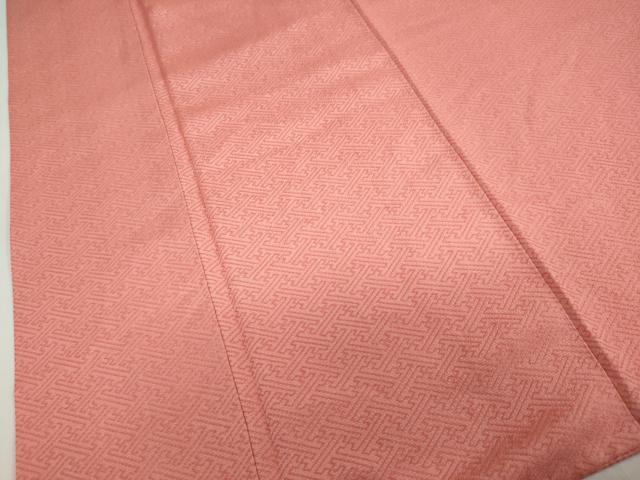 平和屋着物●上質な色無地　作家物　紗綾型地紋　甚三紅色　正絹　逸品　DABC2201ud