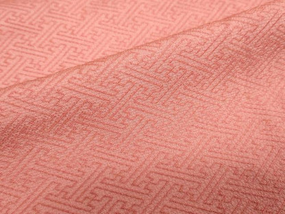 平和屋着物●上質な色無地　作家物　紗綾型地紋　甚三紅色　正絹　逸品　DABC2201ud