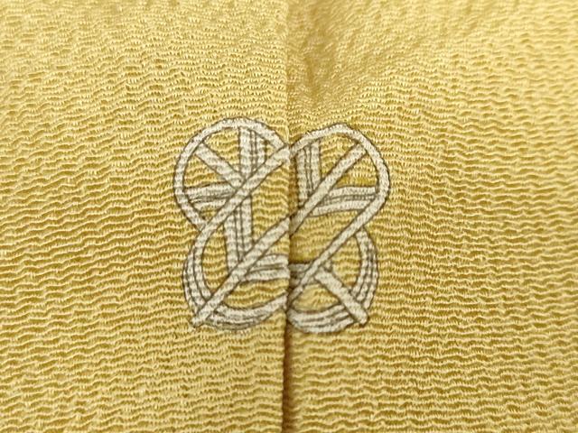 平和屋着物●上質な色無地　芥子色　鬼しぼ縮緬　正絹　逸品　DABC2202ud