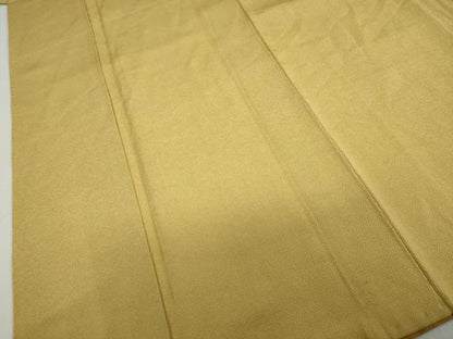 平和屋着物●上質な色無地　芥子色　鬼しぼ縮緬　正絹　逸品　DABC2202ud