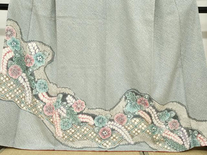 平和屋着物●名門　藤娘きぬたや・総絞り　訪問着　辻が花　正絹　逸品　DABC2203ud