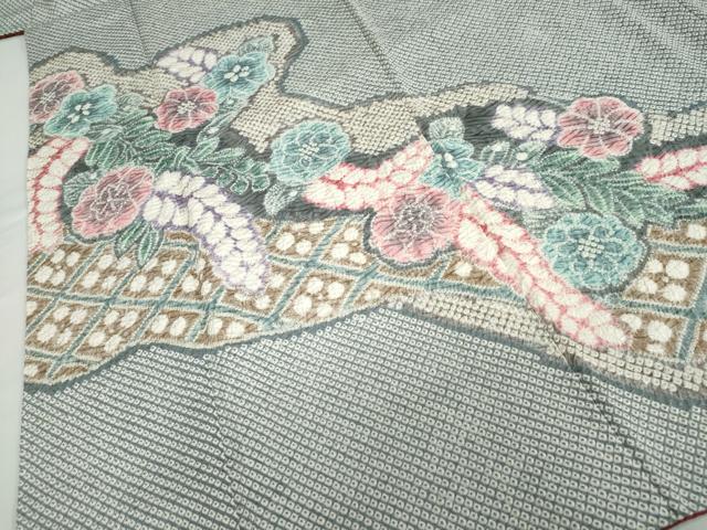 平和屋着物●名門　藤娘きぬたや・総絞り　訪問着　辻が花　正絹　逸品　DABC2203ud