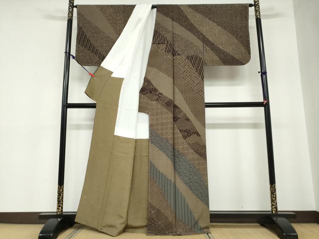 平和屋着物●訪問着　作家物　伊勢型紙一尾欣樹彫り　吉祥変わり間道　正絹　逸品　未使用　DABC2204ud