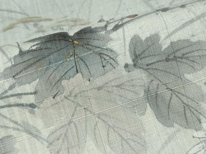平和屋着物●訪問着　作家物　生紬　手描き　草花文　金彩　正絹　逸品　DABC2205ud