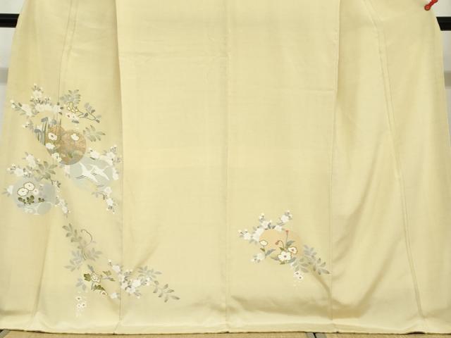 平和屋着物●訪問着　飛鶴草花文　金銀彩　正絹　逸品　DABC2208ud