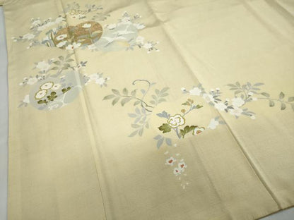平和屋着物●訪問着　飛鶴草花文　金銀彩　正絹　逸品　DABC2208ud