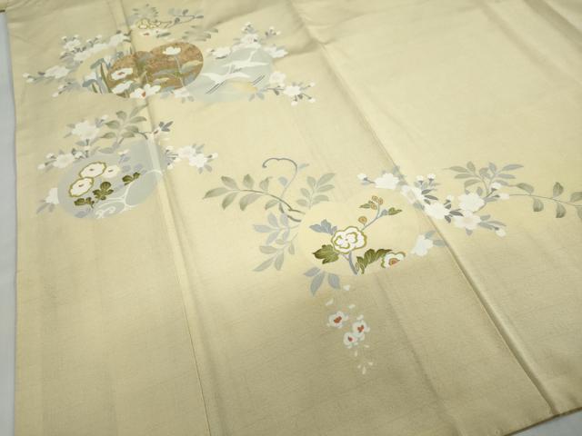 平和屋着物●訪問着　飛鶴草花文　金銀彩　正絹　逸品　DABC2208ud