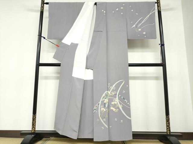 平和屋着物●本加賀友禅作家　小林喜代美　訪問着　熨斗草花文　正絹　逸品　DABC2209ud
