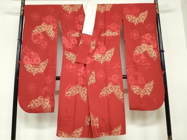 平和屋着物●豪華振袖・長襦袢（袷）セット　色無地　黒色　大丸扱い　正絹　逸品　DABC2220ud