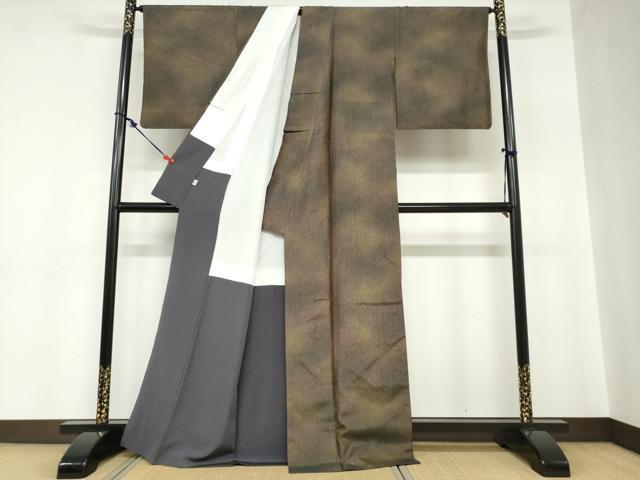 平和屋着物●本場染大島紬　霞文　小田急百貨店扱い　正絹　逸品　DABC2224ud