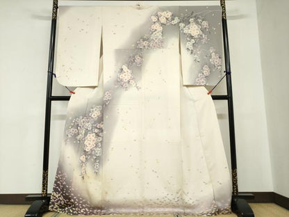 平和屋着物●訪問着　手描き　草花文　暈し染め　正絹　逸品　DABC2225ud