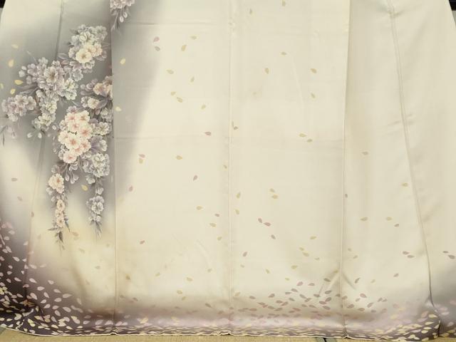 平和屋着物●訪問着　手描き　草花文　暈し染め　正絹　逸品　DABC2225ud